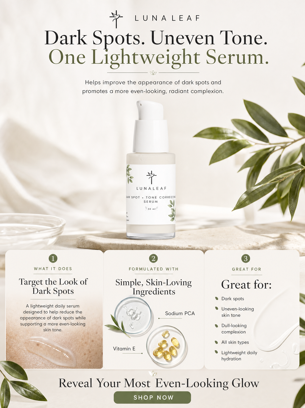 Dark Spot + Tone Correcting Serum with Hyaluronic Acid