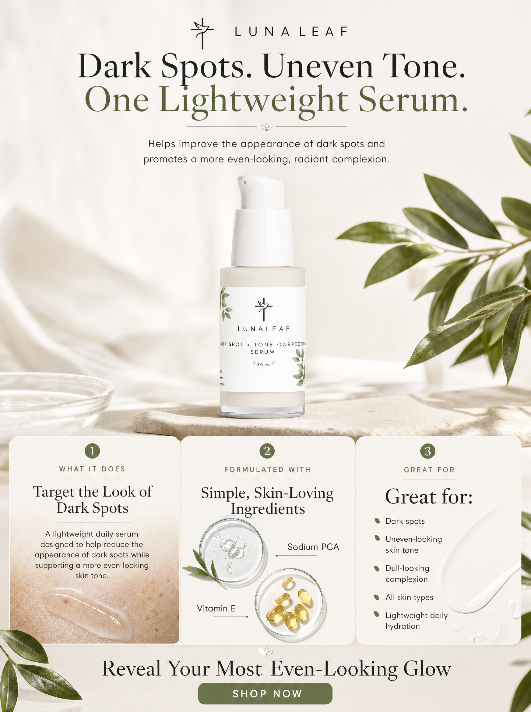 Dark Spot + Tone Correcting Serum with Hyaluronic Acid